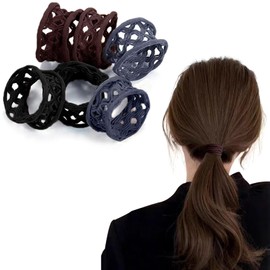 Fuyunohi Hair Rubber No Trace Hair Rubber Elastic Stretch Elastic Set of 6 Hair Clips, Black, Korean Style, Cute, High Elasticity, Rubber Bands, Thick, Stylish, Adult, Bun Ring, Ponytail Ring, Soft,