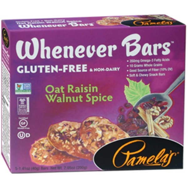 Pamela's Products, Whenever Bars, Oat Raisin Walnut Spice, 5 Bars,