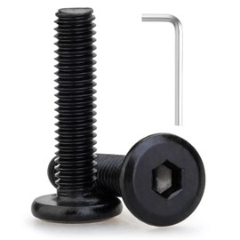 M5 x 20mm 10 Pcs Flat Round Head Hex Socket Cap Screws, 304 Stainless Steel Bolts, Fully Threaded, Black Oxide Finish with hex Wrench, Furniture, DIY, 3D Printing