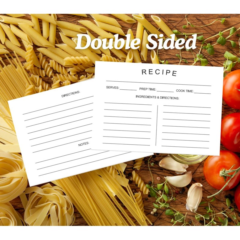75 Recipe Cards 4x6inch Double Sided Thick Card Stock Fit