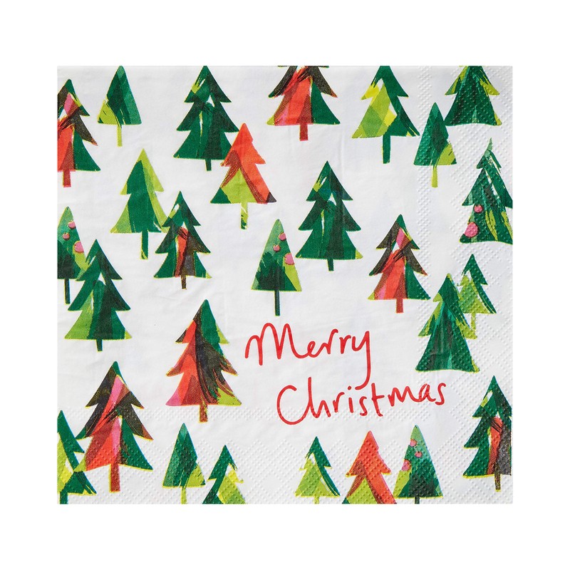Talking Tables Pack of 21-Recyclable Christmas Tree Napkins Zero Plastic-Perfect