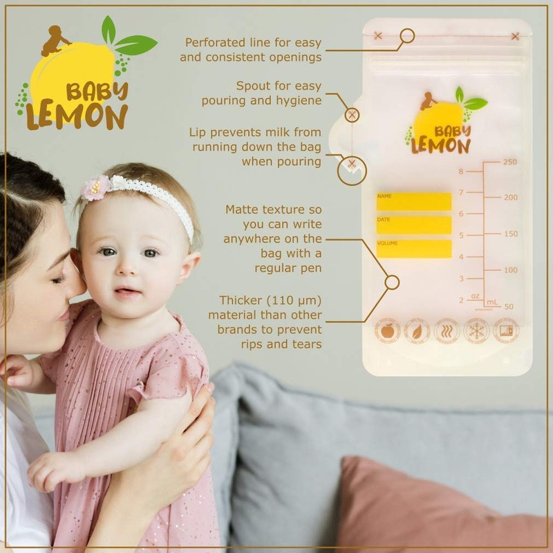 Baby Lemon Breast Milk Storage Bags with Spout - 8