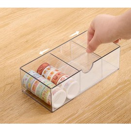 Zwenjuan Kosmetik Organizer Set,Acryl Make Up Organizer Wattestübchen Behülter Transparent Schubladen-Typ Schmink Boxen 3 Fücher,für Wattestübchen, Make-up, Schmuck aus Baumwolle(20.5 * 10cm)