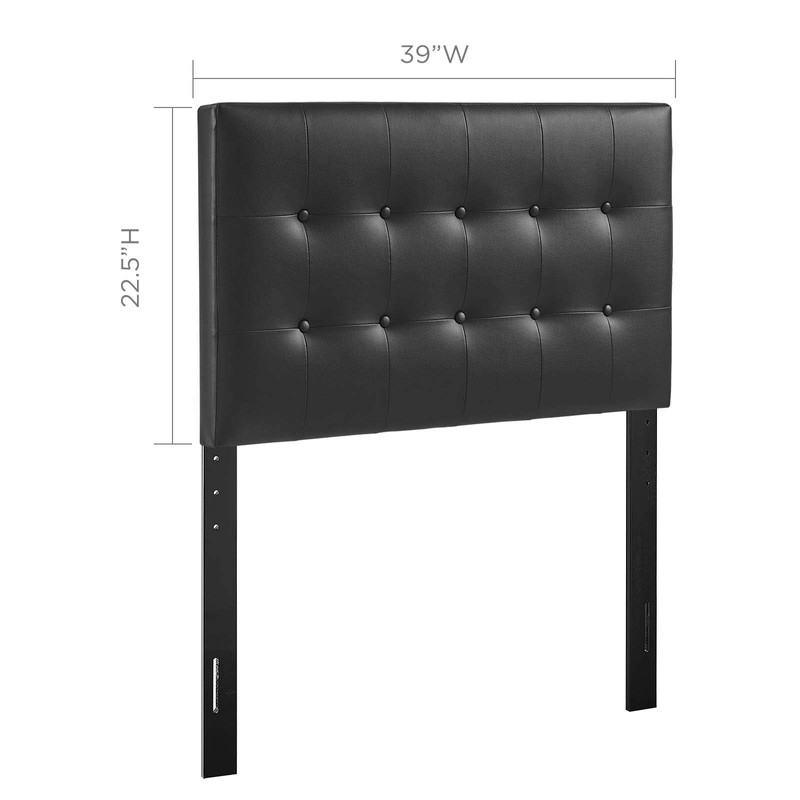 Modway Emily Tufted Button Faux Leather Upholstered Twin Headboard in