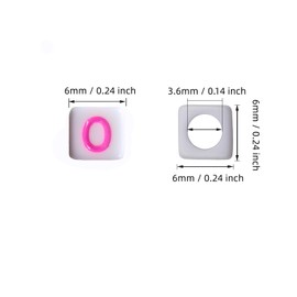 Xeahung - 200 abalorio de letras acrílicas con letras o abalorio cuadradas de color para hacer joyas, abalorio de letras para pulseras, collares, bricolaje, llavero, abalorio de letras de 6 x 6 mm (multicolor O)