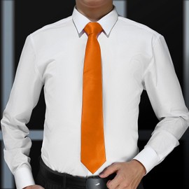 KOOELLE Men's Tie Solid Pure Color Plain Neckties Formal Orange Ties For Men