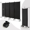 4-Panel Folding Room Divider with Lockable Wheels Privacy Screencolor: Brown