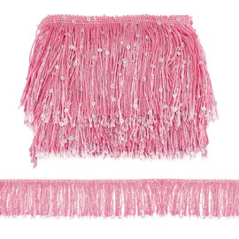 letsinstyle 5 Yards Glitter Sequin Fringe Trims, Sparkling Fringe Tassel Trim Ribbon Sequins Beaded Tassel, Decorative Fringe Trimming for Costumes DIY Dress Home Decor