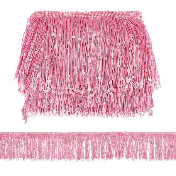 letsinstyle 5 Yards Glitter Sequin Fringe Trims, Sparkling Fringe Tassel
