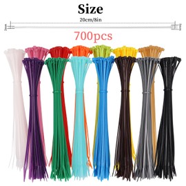 Zip Wire Ties 700Pcs Small Colored 8 Inch Cable Zip Ties with Cable Mounts Nylon Zip Cable Ties Self-Locking Tie Wraps Perfect for Home Garden Garage Workshop