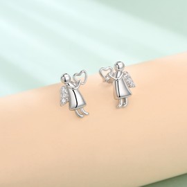 REIOT Women's Earrings 925 Silver Inlaid Cubic Zirconia Earrings Jewellery Gifts for Birthday for Women, Sterling Silver, Cubic Zirconia