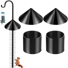 Shimeyao 2 Set 19 Inch Squirrel Baffle for Bird Feeder Pole with Squirrel Proof Spring Metal Coil Guard Device Cone Barrier for Outdoor Shepherd Hooks Bird House Black