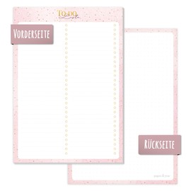 paper&you® A5 To-Do Listen Pad [Golden Dots] 50 Pages Including Notepad on the Back - Climate-Friendly and Sustainable!