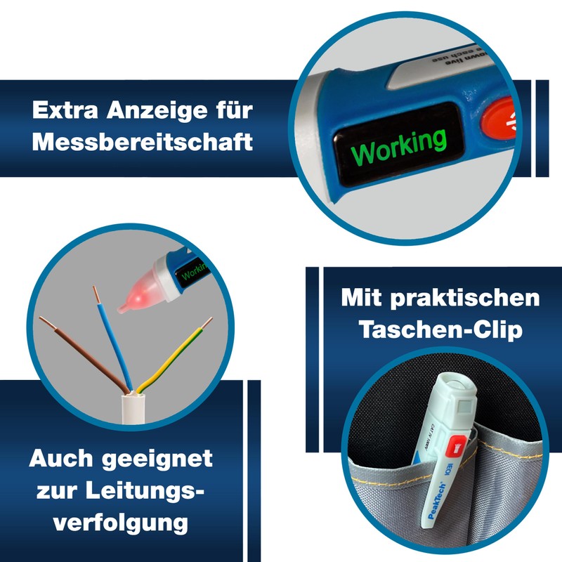 PeakTech 1031 - Contactless AC Voltage Tester with LED Signal