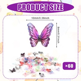 60pcs Micro Resin Butterflies, Mini Butterflies for Crafts Miniature Tiny Butterflies Dollhouse Small Butterfly Figurines for Kids Miniature Landscapes Fairy Dollhouse (Random Colors)