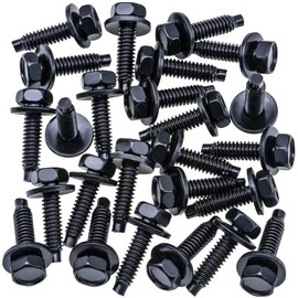 Rexka 25pcs 1/4"-20 X 1" Hex Head SEM Dog Point Fender Door Valance Body Bolts Loose Washers 6025329 for Chrysler GM Ford Dakota, Durango, Grand Cherokee, Ram 1500, Ram 2500, Ram 3500, Viper