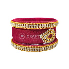 Goelx Festive Offer: Red Silk Thread Handmade Bangle Bracelet for Women - 2.10