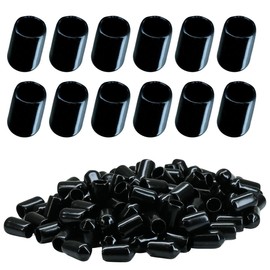 Pack of 100 Rubber End Caps Vinyl Round Tube Bolt Caps Cover Screws Screw Thread Protection Black (7 mm)