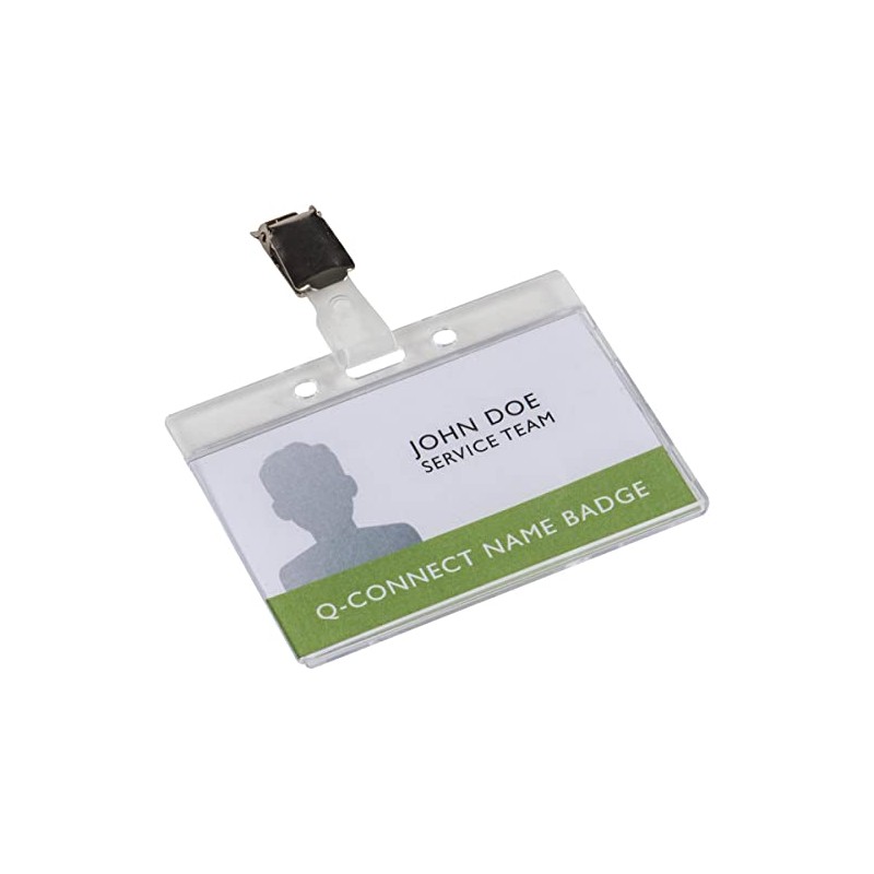 Q-Connect Rigid Credit Card Sized Name Badge Holder and Clip