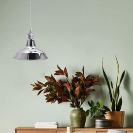 Retro Modern Metal Lamp Shades Ceiling Light Shades, Easy Fit Lampshades, for Vintage Industrial Pendant Lights Bedroom, Kitchen, Bathroom Antique Shade (2 Pack - Chrome Barn)