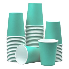 Yuxitia Disposable Paper Cups,60pcs Color Paper Cups For DIY Wedding Party Picnic BBQ Travel and Event 8OZ (Aqua blue)