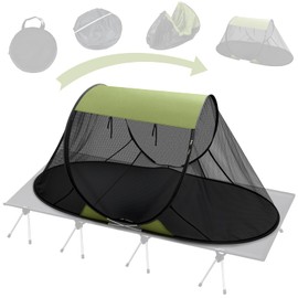 Pop-Up Mosquito Net Tent for Camping, Instant 1 Person Bug Screen Tent, Portable Foldable Mesh Shelter with Ground Stakes, Fits Camping Cot or Outdoor Bed for Camping Hiking and Travel