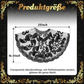 Women's Stole Scarf, 20s Accessories, Sequin Scarf and Wraps 1920s Vintage Evening Cape Stole for Retro Gatsby Party Costume, black