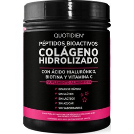 Quotidien Pptidos Bioactivos de Colageno Hidrolizado  cido Hialurnico  Biotina  Vitamina C-Suplemento Alimenticio especfico para piel y uas- Disuelve 