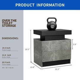 Heemab LED Bedside Table Cabinet with 2 Drawers, Modern Design for Bedroom and Living Room, Adjustable Multi-Color Lighting, Gray