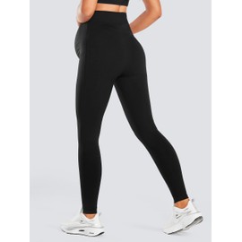 Lycra No See-Through Maternity Workout Yoga Soft Stretchy Pregnancy Leggings for Women Black