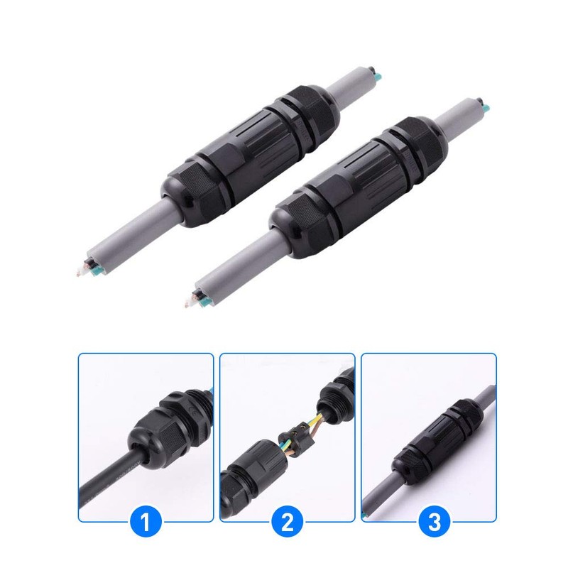 3Pin Waterproof Junction Box Connector Electric Cable Inline Wire Slim