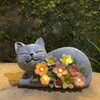 LEAESMHR Solar Cat Outdoor Statue, Resin Solar Cat Lights with