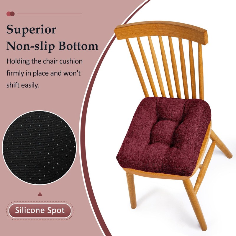 downluxe Chair Cushions for Dining Chairs 2 Pack, Tufted Indoor