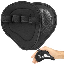 WFX Weight lifting Gym Gloves Neoprene Padded Rubber Palm Open Lifting Pads Workout Gloves Grip Pads Training Pads Bodybuilding calisthenics Powerlifting (Black)