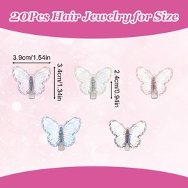 20PCS Glitter Mini Butterfly Hair Clips for Girls, Sparkly Colorful Butterfly Hair Clips, Glitter Hairs Accessories for Girls and Women Y2k Cute Small Tiny Clip in 5 Assorted Colors