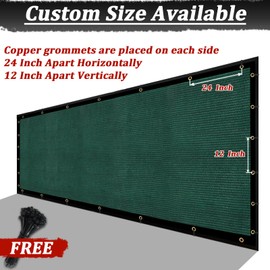 Amagenix Privacy Fence Screen 4'x 131'Custom Size Mesh Fencing Shade Cover with Brass Grommets Heavy Duty Protective Covering for Outdooor Garden Backyard，Dark Green