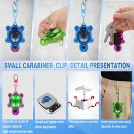 3PCS Set Brighter Cute Turtle Animal Keychain Flashlight, 7 Modes LED & Emergency Mini Flashlight, Key Ring Handbag Purse Keychain Set, Rechargeable Badge Reel Light for Nurses, Outdoor Adventures