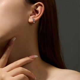 S925 Sterling Silver Love Heart Small Hoop Earrings for Women Minimalist Cartilage Huggie Hoops Earrings Hearts Hinged Earrings Jewelry (Silver)