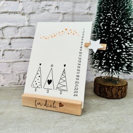 Adventskalender - Adventskalender to go - 24 Tage - Adventskalender Geschenk personalisiert - Postkarte aufstellen - Advent Schreibtisch