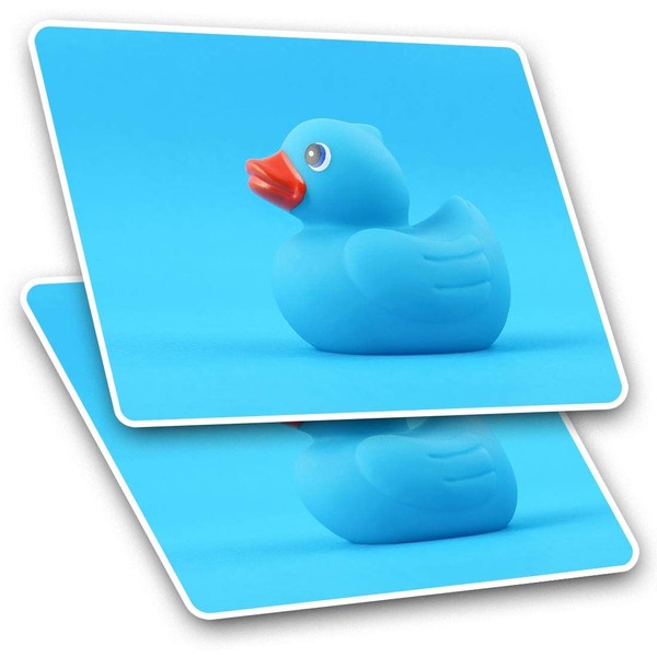 Rectangle Stickers(Set of 2) 7.5cm - Blue Toy Duckling Bath