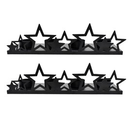 Metal Candle Holder Set of 2 Decorative Holders for Tea Lights - Patriotic Table Decor Star Tabletop Centerpieces American Home Decoration for Memorial Day, 4th of July, Independence Day