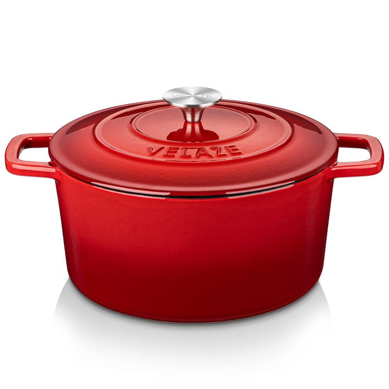 Velaze 6 QT Enameled Cast Iron Dutch Oven, Dual Handles