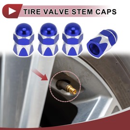 HEROFFIX 4 Pcs Mushroom Shape Tire Valve Stem Caps Decorative Tyre Valve Dust Covers 7x23mm Blue Aluminum Alloy