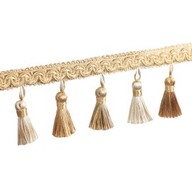 HedongHexi - Borde de flecos con borla de 5.25 x 2.56 pulgadas, adornos de flecos de lujo hechos a mano con abalorio para decoración de sofá de cortina, decoración de vestido, bricolaje, borla de tela