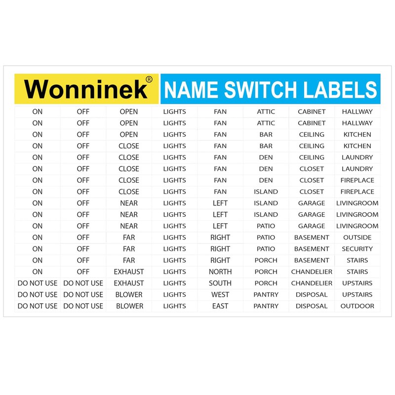 Wonninek Light Switch Labels 600PCS Waterproof Electric Breaker Panel Label