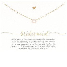 2Pcs Pearl Pendant Necklaces Freshwater Cultured Single Pearl Necklace Delicate Pearl Pendant Gold Necklace Bridesmaid Gifts for Wedding Engagement Women Bride-Gold&Silver