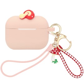 Wonhibo for Airpods Pro 2 Case for Women, Cute Silicone Cover for Airpod Pro 2nd 2022 Generation with Keychain (Mushroom)