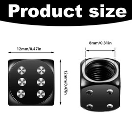EORPAVU Valve Caps, 4 Pieces Valve Caps Metal Cube Valve Caps Cube Style Heavy Duty Tyre Valve Caps for Cars Trucks Motorcycles Bicycles (Black)