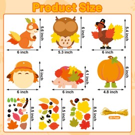 30 Pack Fall DIY Craft Kits Make Your Own Autumn Paper Craft Thanksgiving Pumpkin Turkey Squirrel DIY Hanging Ornaments for Thanksgiving Harvest Home Classroom Party Decorations