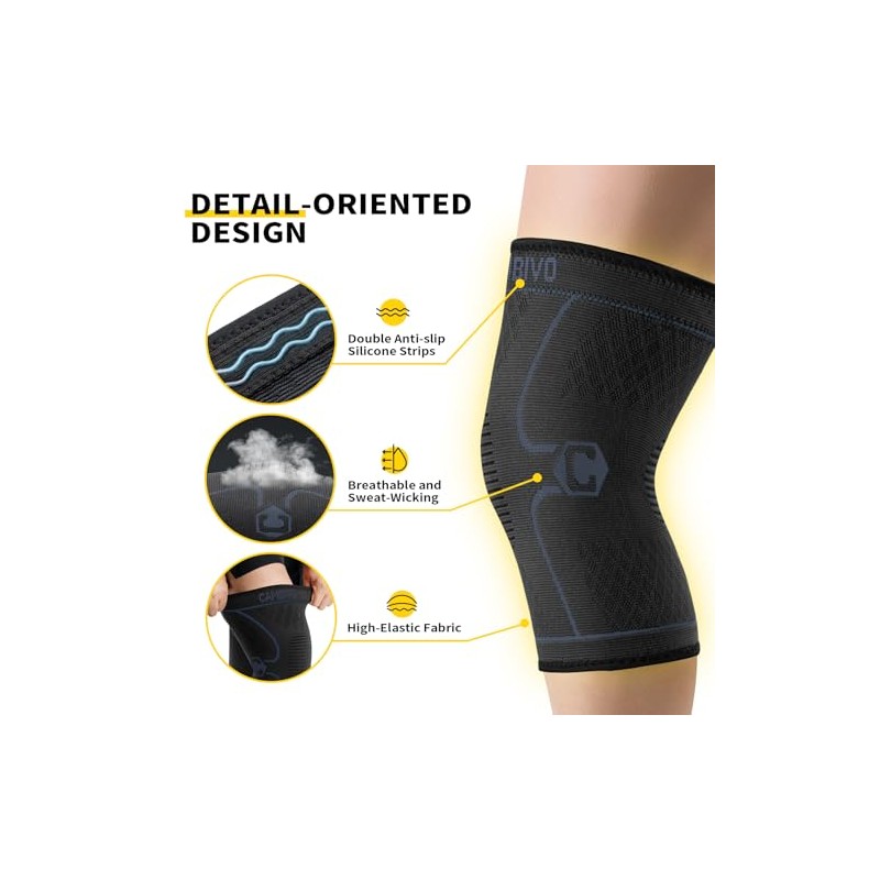 CAMBIVO Knee Support Sleeve for Men and Women (2 Pack)